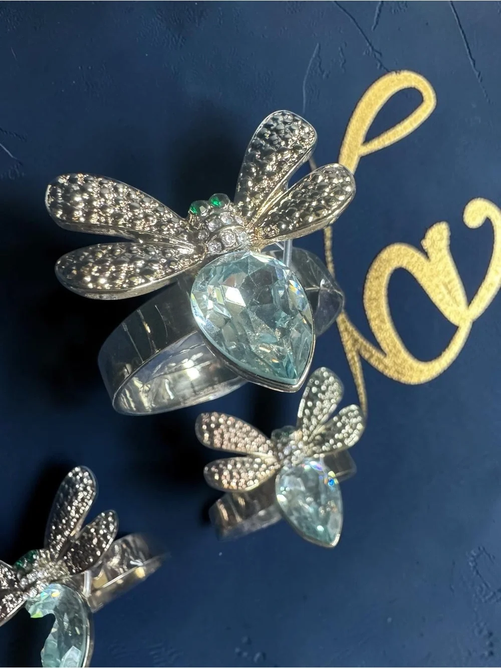 Joy by Joanna Buchanan Rhinestone Bee Napkin Ring Set of 6